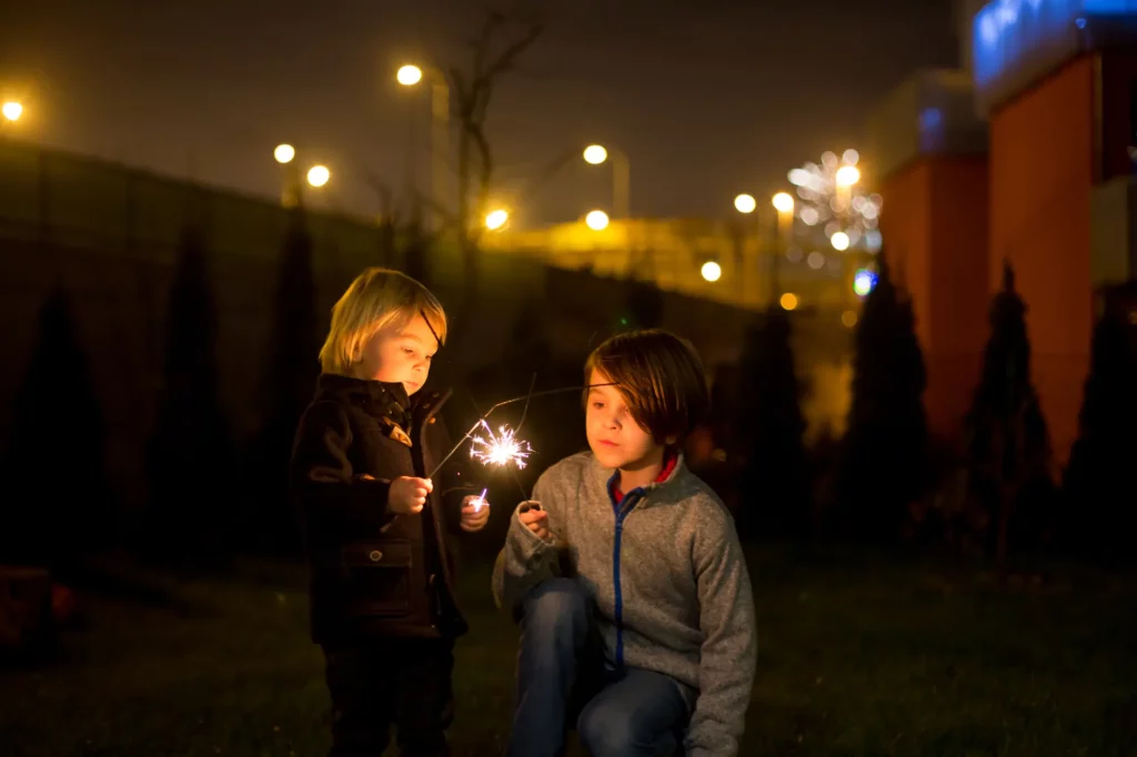 children with sparklers