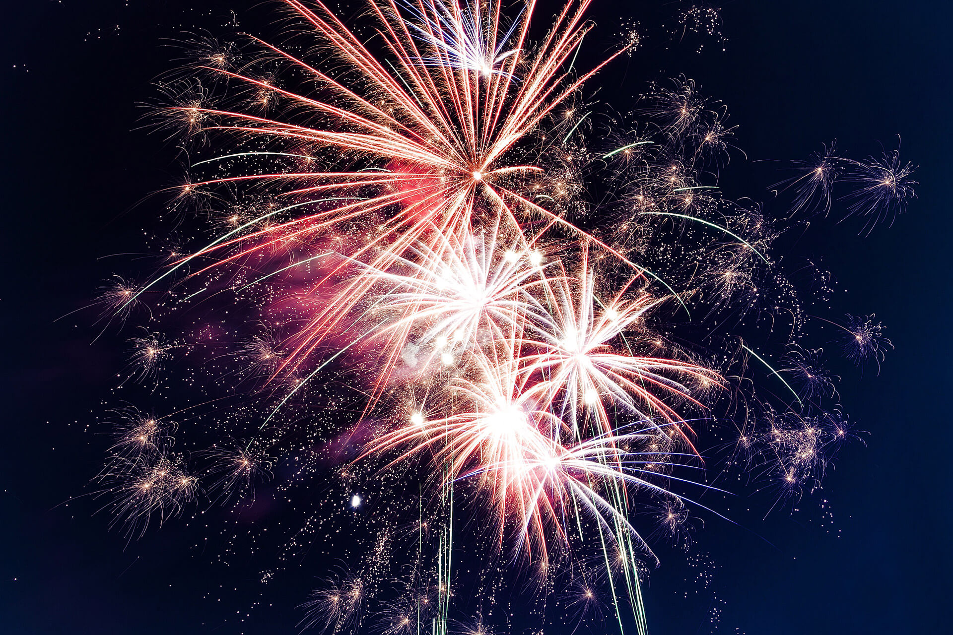 fireworks in the night sky