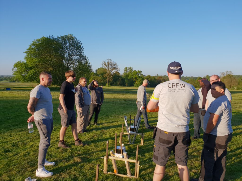 taking part in firework display setup