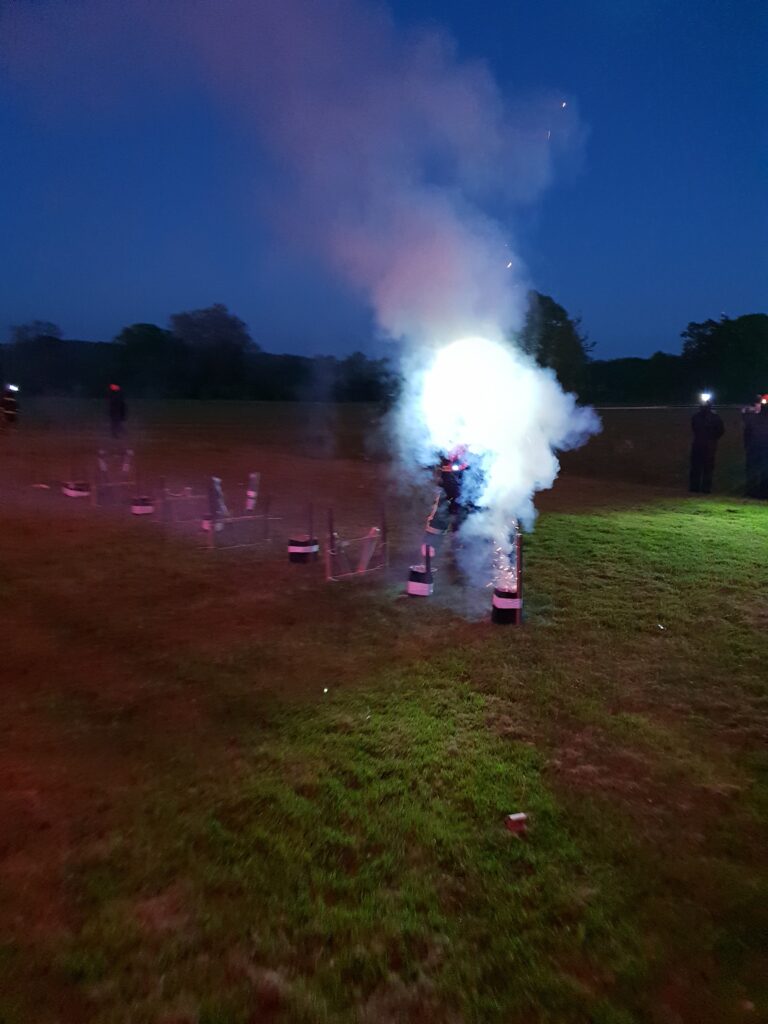 fireworks in a row being ignited