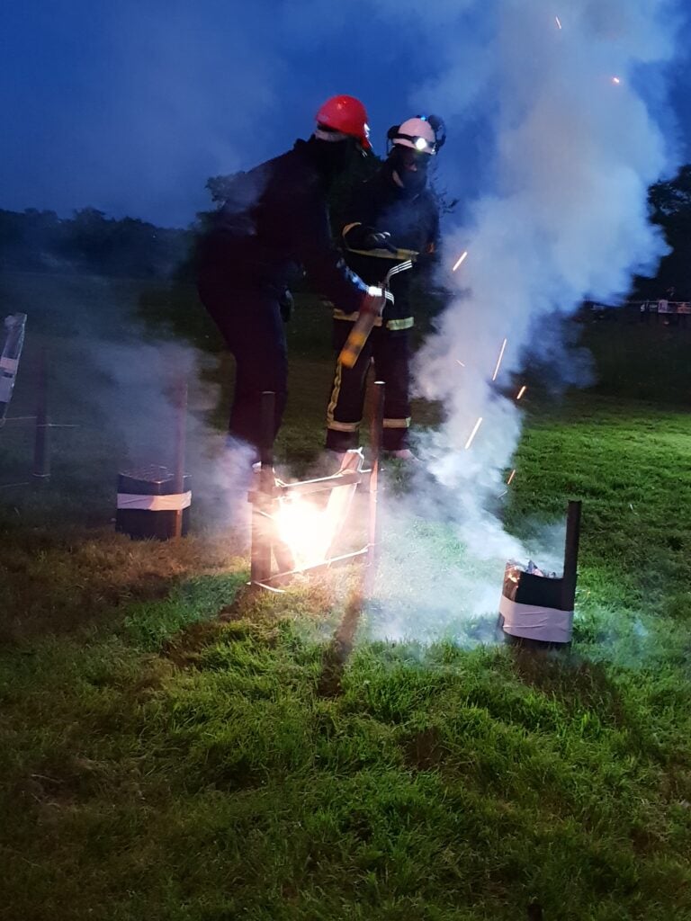 fireworks going off and smoking