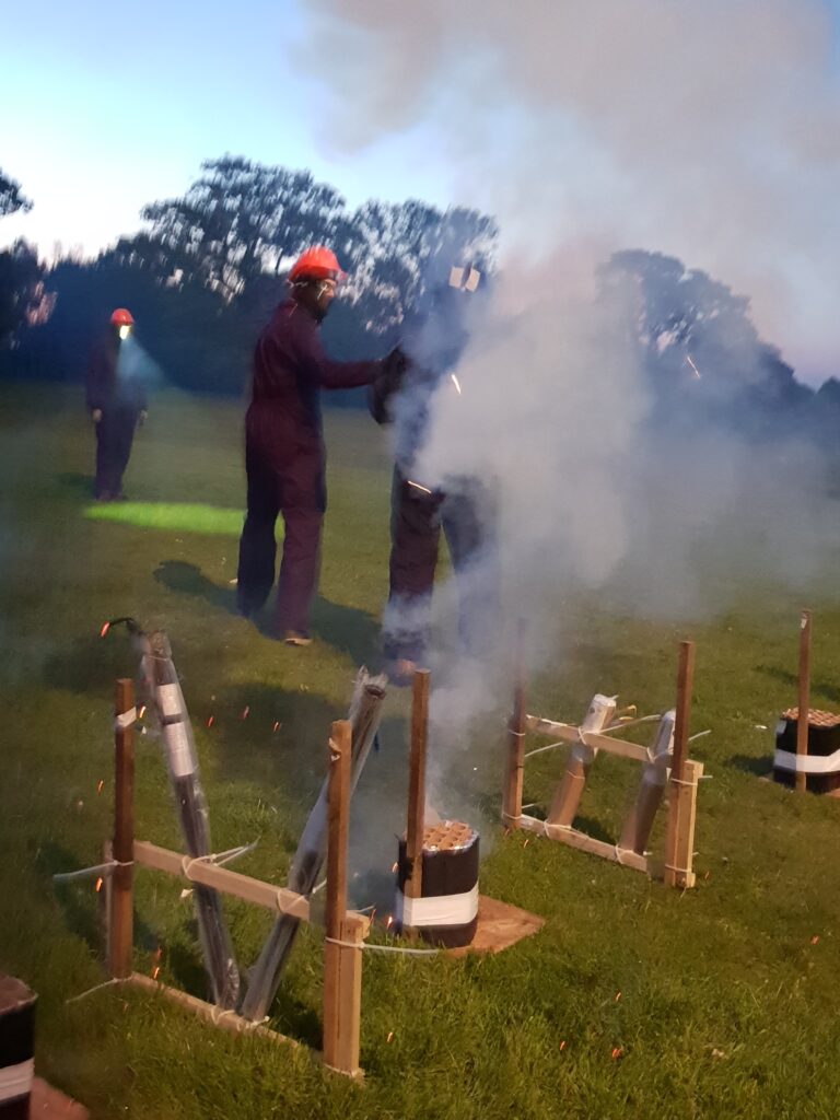 Fireworks being ignited
