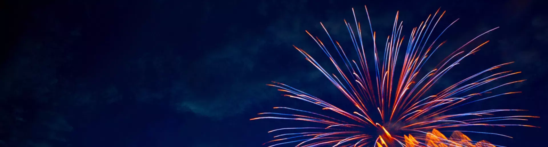 firework exploding, blue and orange