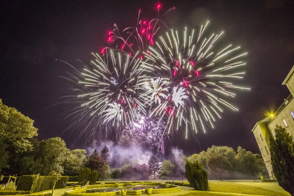 Firework display in large manor home